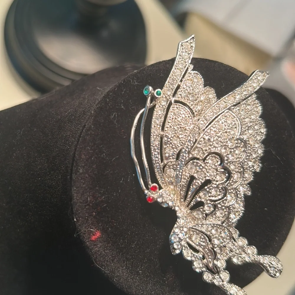 Jewel encrusted Butterfly Brooch and a little butterfly pin for company